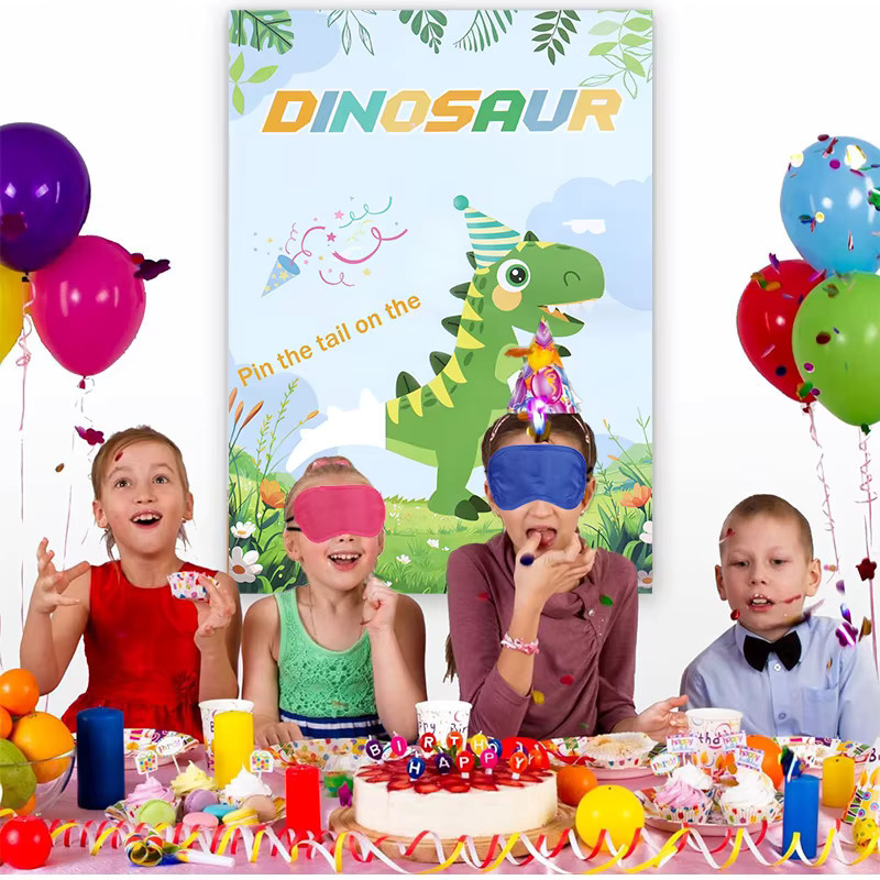 ZQNYCY Pin the Tail on the Dinosaur, Kinderspiel, Dinosaurier, Tiere, Set / Bundle, Bunt / Mehrfarbig - Bild 2