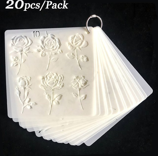 20 Stück Blumenschablonen Set mit Sonnenblumen-Motiven für DIY-Malerei, wiederverwendbare Kunstschablonen aus Kunststoff für Holz, Glas und Leinwand, Multicolor und Weiß - Bild 1