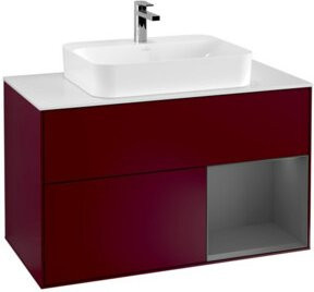 V&B Waschtischunterschrank Finion 100 mit Wandbeleuchtung in Weiß und Anthrazit, B: 100 cm, T: 50,1 cm, H: 50,1 cm - Bild 1
