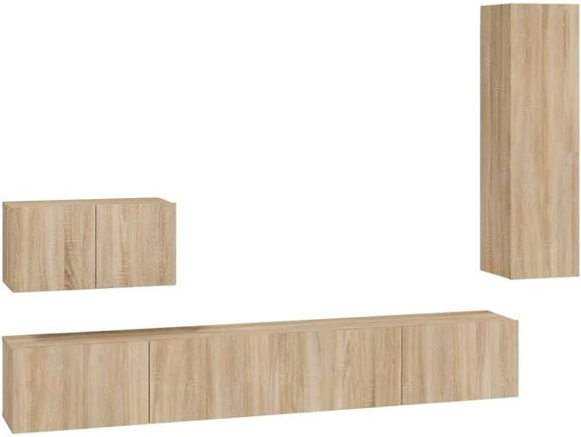 vidaXL 4-teiliges TV-Schrank-Set Sonoma-Eiche aus Holzwerkstoff für dein Wohnzimmer, B/T/H: 2 x 100 x 30 x 30 cm, 1 x 60 x 30 x 30 cm, 1 x 30,5 x 30 x 110 cm - Bild 1