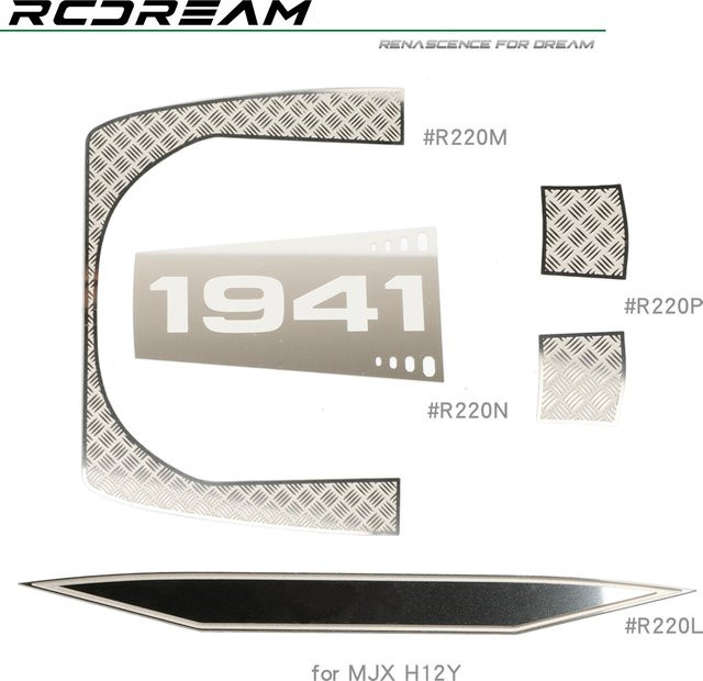 RCDream Schutz-Dekorplatten, 1/12, rutschfeste, karierte Platten, 1941-Abzeichen für MJX H12Y Motorhaube, Upgrade-Optionsteile - Bild 1