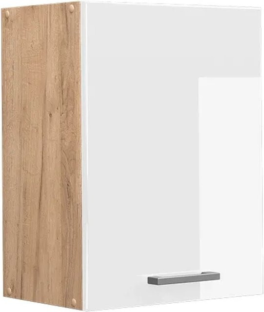 Vicco Hängeschrank R-Line Küchenschrank Weiß Hochglanz und Goldkraft Eiche, Breite: 45 cm - Bild 1