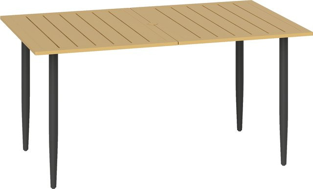 Outsunny Gartentisch aus Stahl mit Lamellendesign und Schirmloch in Braun, B/T: 150 x 90 cm - Bild 1