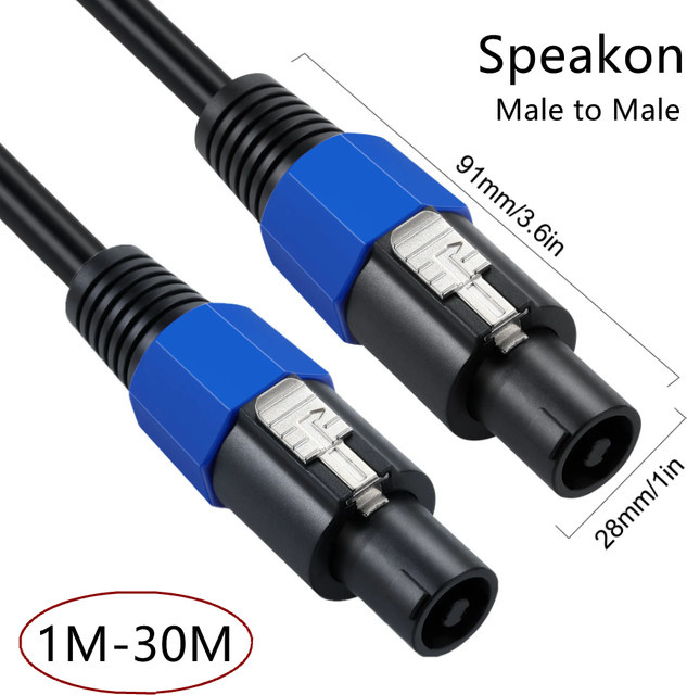 UXG Speakon-auf-Speakon Audiokabel in Schwarz für professionelle DJ-Lautsprecher mit Kupferdraht und Drehverschluss - Bild 1