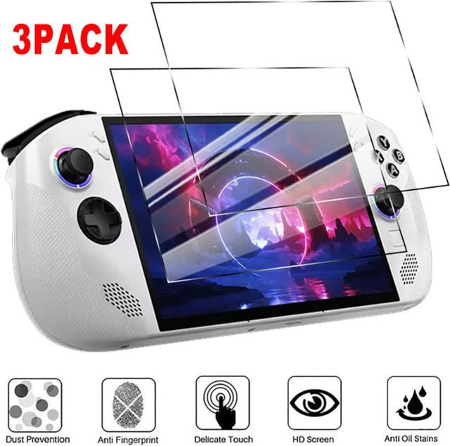 3er-Pack HD-Displayschutzfolie aus gehärtetem Glas für Lenovo Legion Go S, transparent, kratzfest und mit gebogener Kante, Breite: 20,3 cm - Bild 1