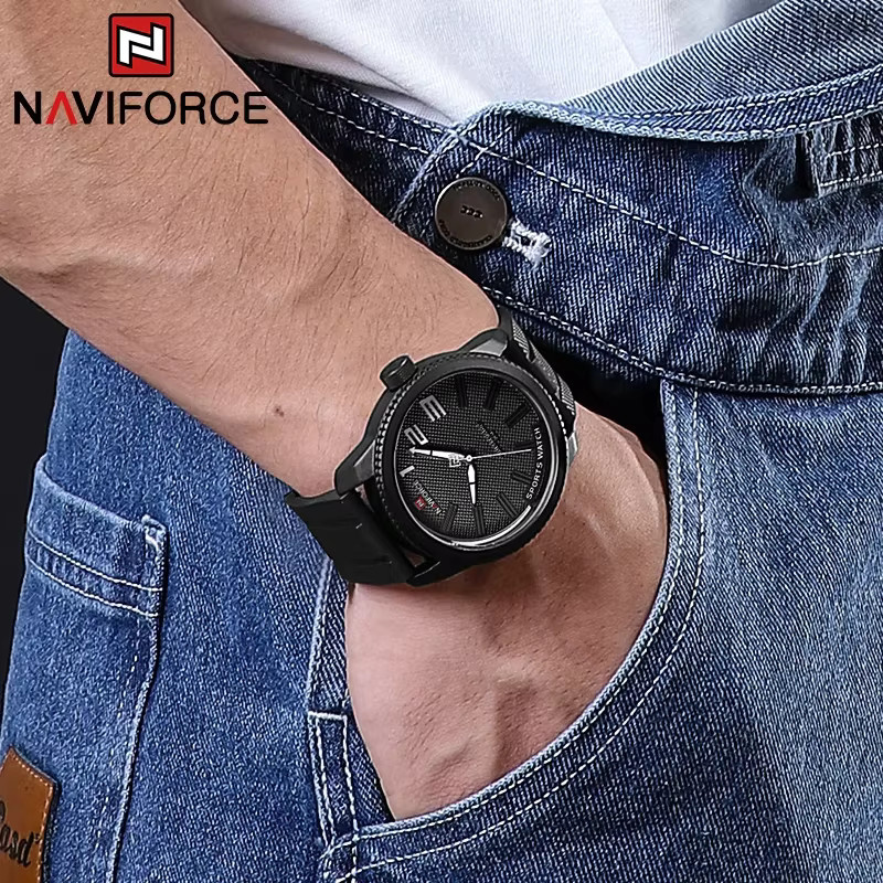 NAVIFORCE Armbanduhr, Quarz, Silikon, Schwarz, Herren - Bild 3