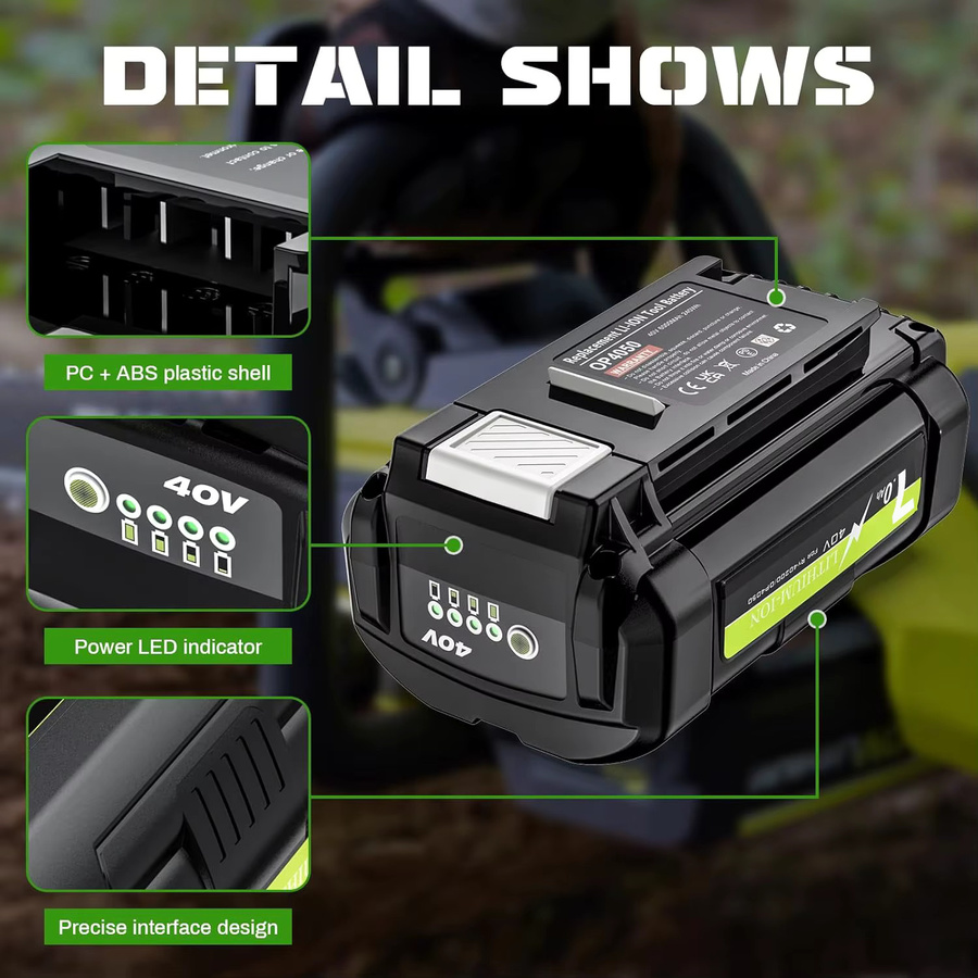 Ryobi Li-Ion Akku 40V 7000mAh in Schwarz für OP4050 OP4030 OP4060A OP40201 OP40301 Ry40200 Power Tools - Bild 5