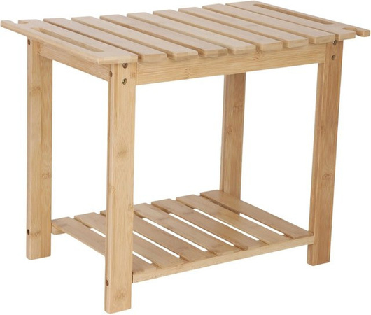 Relaxdays Badhocker aus Bambus Natur mit Ablage B: 42 cm, T: 53 cm, H: 33 cm
