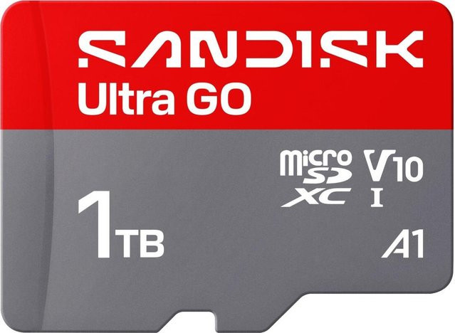 SanDisk Ultra GO microSDXC Speicherkarte 1 TB UHS-I V10 A1 in Grau und Rot - Bild 1