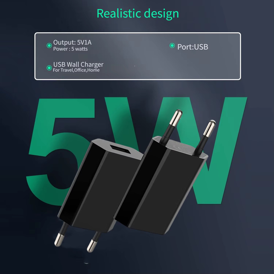 TAQKRED USB Wandladegerät 5V 1A EU Adapter in Schwarz - Bild 4