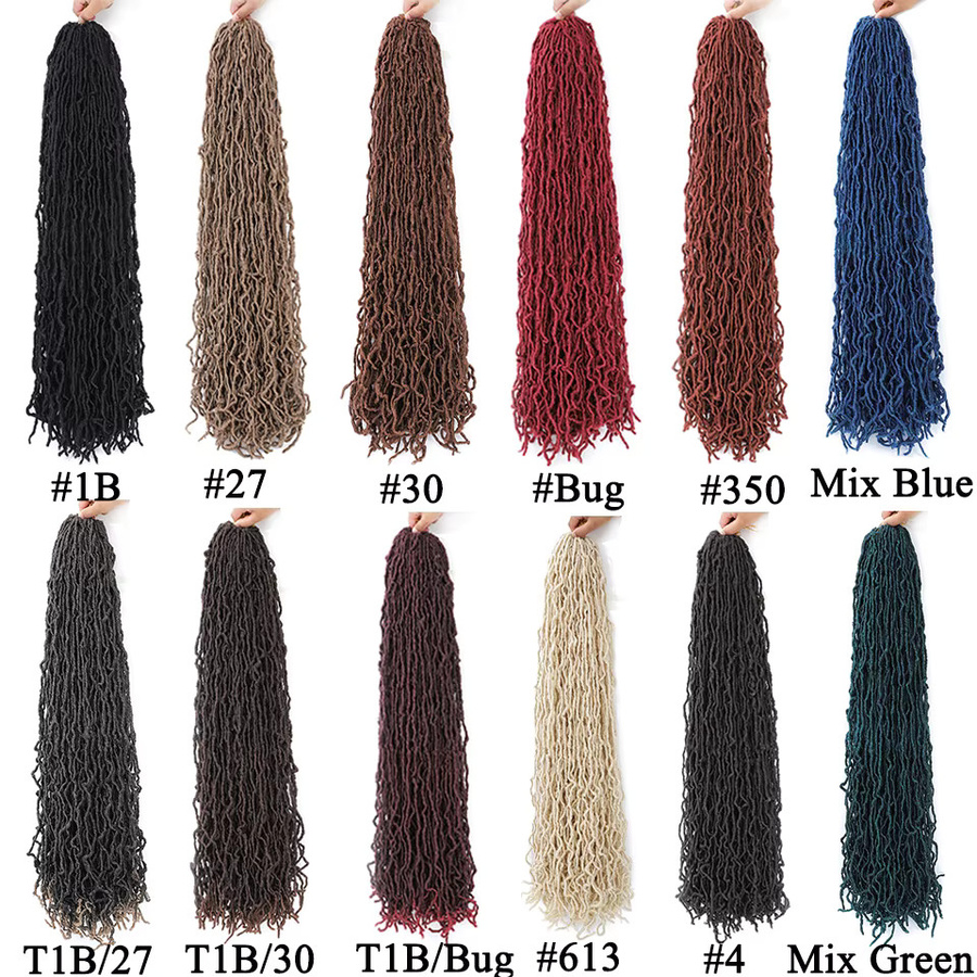 Donghou Faux Locs Häkelhaar, Mix Green, Lockiges Synthetikhaar, Unisex - Bild 2