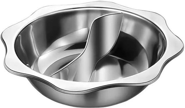 OutsideWorld Edelstahl Doppelgeschmack Hot Pot mit verdicktem Boden für Induktionsherde, grau/silber - Bild 1