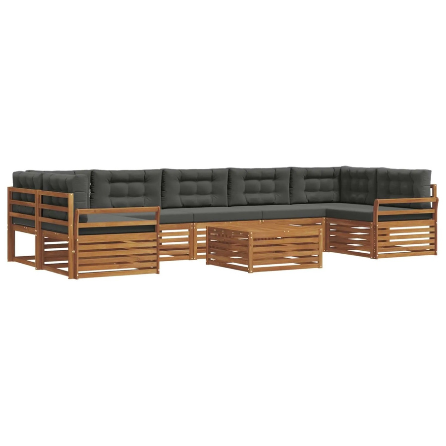 vidaXL Outdoor-Sofagarnitur 8-teilig aus massivem Akazienholz mit Kissen in Natur und Anthrazit - Bild 2