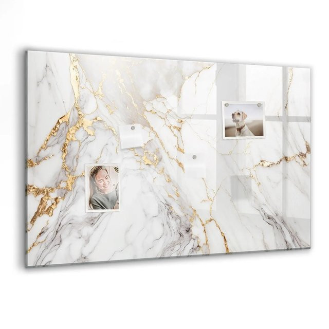 Tulup Magnettafel aus Glas in Marmor-Optik, beschreibbar und magnetisch, B/H: 90 x 60 cm - Bild 1