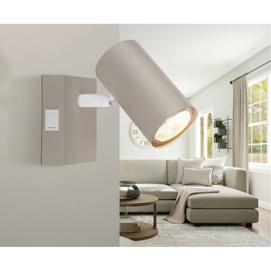 GLOBO Wandspot Robby aus Metall in Sand und Weiß mit GU10 Fassung, B/H: 7 x 10 cm - Bild 2