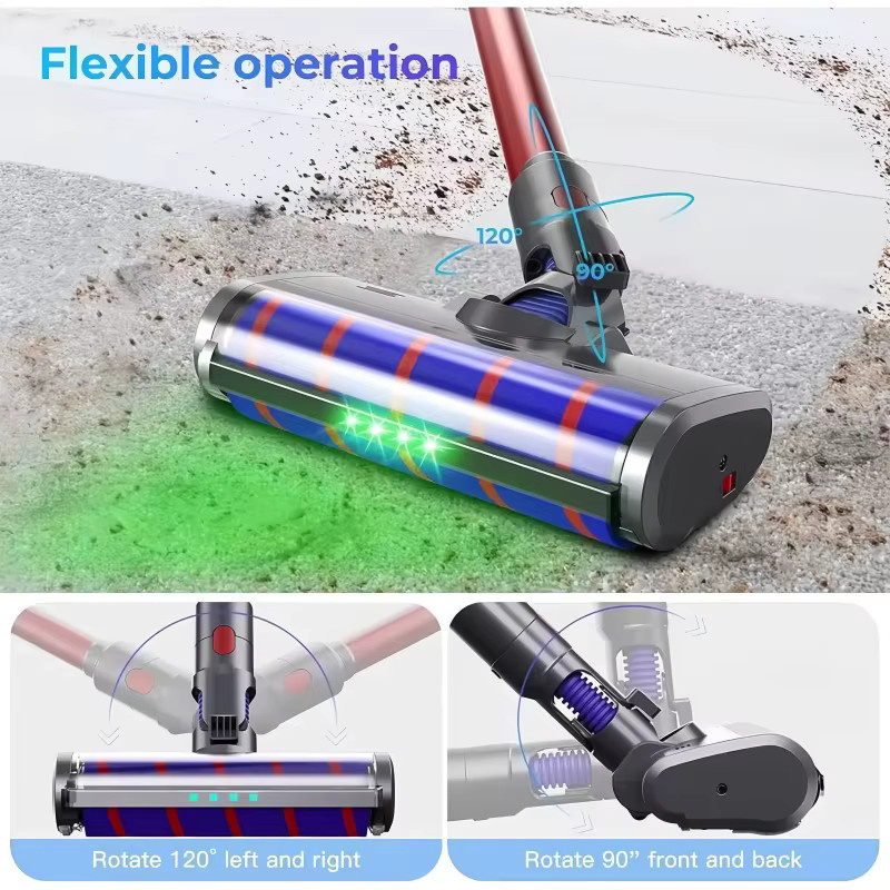 Weicher Rollenbürstenkopf mit Direktantrieb und 4 LED-Leuchten für Dyson Staubsauger V15 V11 V10 V8 V7, Multicolor - Bild 4