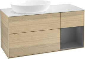 V&B Waschtischunterschrank Finion in Anthrazit mit Eichenoberfläche, Breite: 120 cm, Tiefe: 50,1 cm, Höhe: 50,1 cm - Bild 1