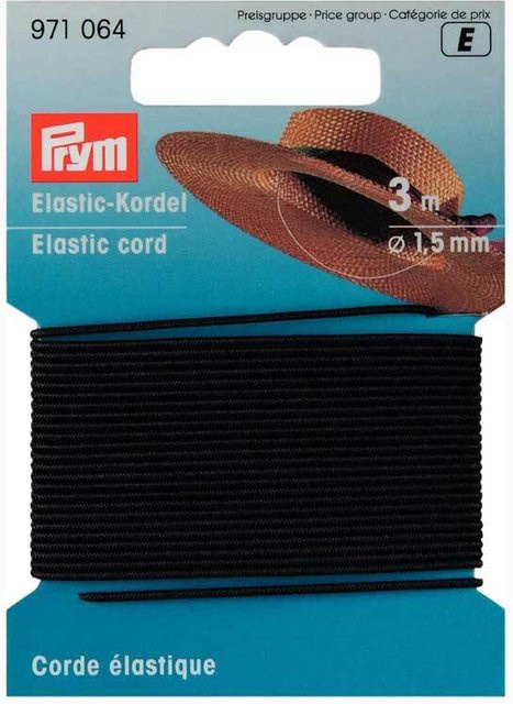 Prym Elastische Kordel aus Polyester in Schwarz, 3 m Länge, Durchmesser: 1,5 mm - Bild 1
