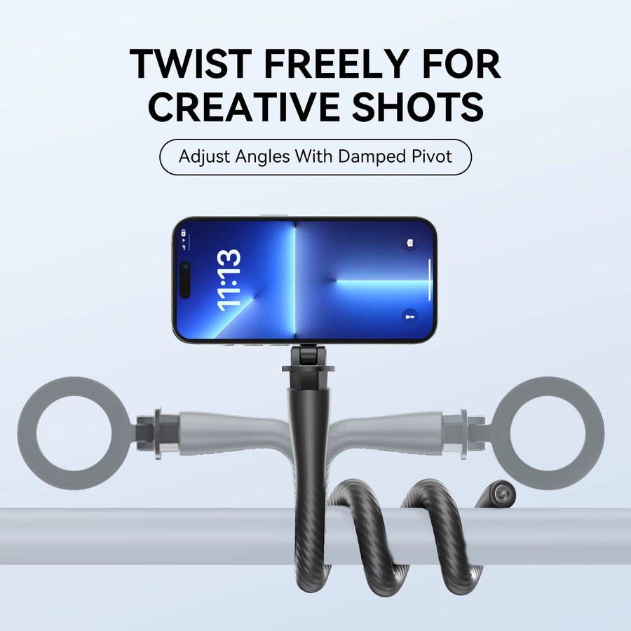 TELESIN Magnetischer Flexibler Silikon Handyständer in Schwarz als Universalhalterung für iPhone 15-11 Pro Max, Huawei, Samsung und Xiaomi - Bild 3