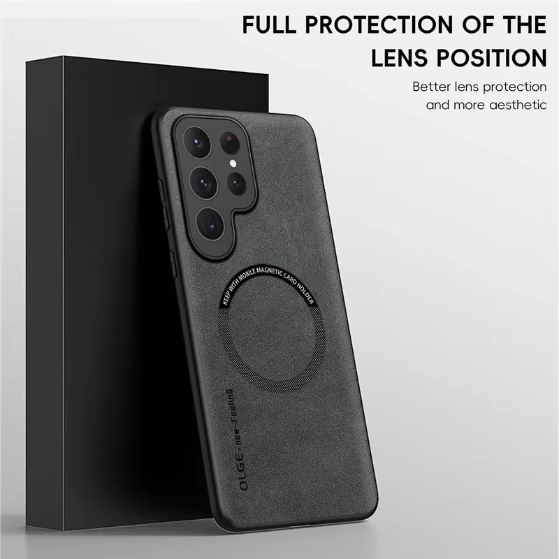 Magnetische Leder-Handyhülle für Samsung Galaxy S24 S25 Ultra S23 FE S22 S21 S20 5G Note 20 Ultra 10 Plus mit kabelloser Ladefunktion in Schwarz und Grün - Bild 2