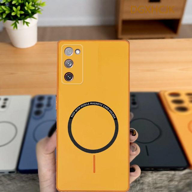 Stoßfeste magnetische Handyhülle für Samsung Galaxy S20 FE aus hartem Silikon in Multicolor und Orange - Bild 1
