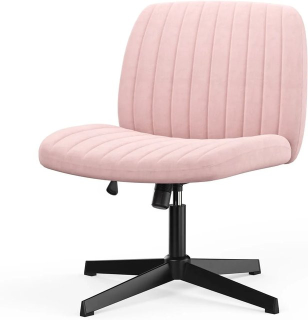 Rattantree Armloser Bürostuhl mit Criss Cross Design in Pink Rosa aus Flanell und Samt, höhenverstellbar, Höhe: 90 cm - Bild 1