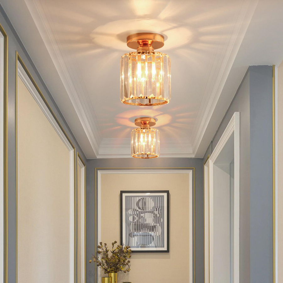 Moderne Kristall-Deckenleuchte von TOMTOP JMS in Gold und Transparent für Flur, Schlafzimmer und Badezimmer - Bild 2