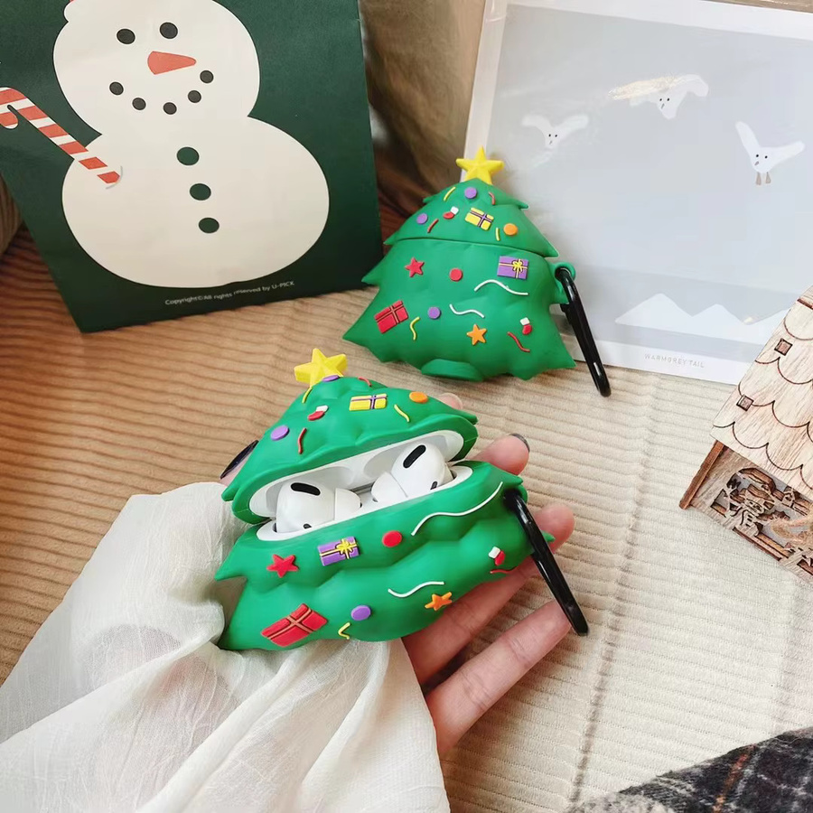 Weihnachtsbaum Schutzhülle für Apple AirPods 1 2 4 Pro 2 und Airpods Pro 3 in Grün - Bild 3