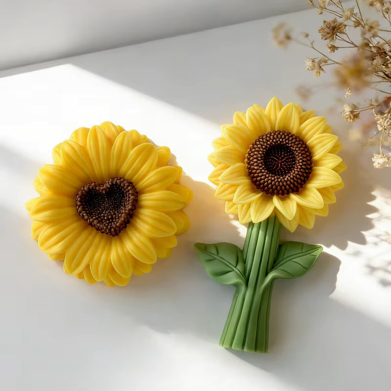 LONTL Silikonform für Kerzen und DIY-Bastelarbeiten mit 3D Sonnenblumen- und Gänseblümchen-Design - Bild 2