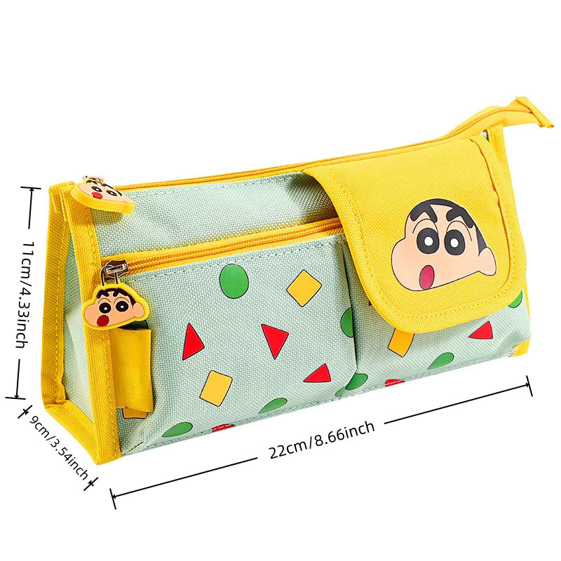 Bandai Crayon Shin-Chan Federmäppchen aus Segeltuch in Grün und Multicolour mit großem Fassungsvermögen und 3D-Reißverschluss - Bild 2