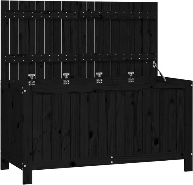 vidaXL Gartentruhe aus Kiefer Massivholz in Schwarz, B/T/H: 121 x 55 x 64 cm - Bild 1