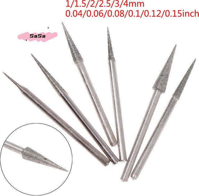 NCVHRT Diamant-Schleifkopf-Nadel-Bits Set für Präzisionsgravur und Schnitzen, 6 Stück, Farbe: Silber, Durchmesser: 1–4 mm, Schaft: 2,35 mm - Bild 1