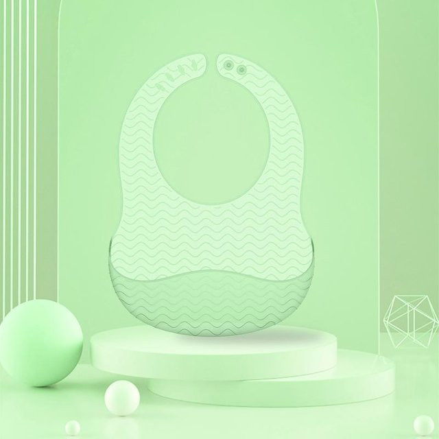 NATAWA Baby-Lätzchen aus Silikon in Grün mit Krümelauffang und verstellbarem Design - Bild 1