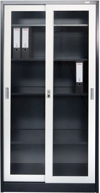 Jet-Line Stahlschrank St Petersburg in Anthrazit-Weiß mit Glasfront und abschließbaren Türen B/T/H: 90 x 40 x 185 cm - Bild 1