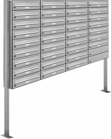AL Briefkasten Freistehendes Briefkasten-System für 34 Parteien in Silber, B/H/T: 153,162 x 170,0 x 27,5 cm - Bild 1