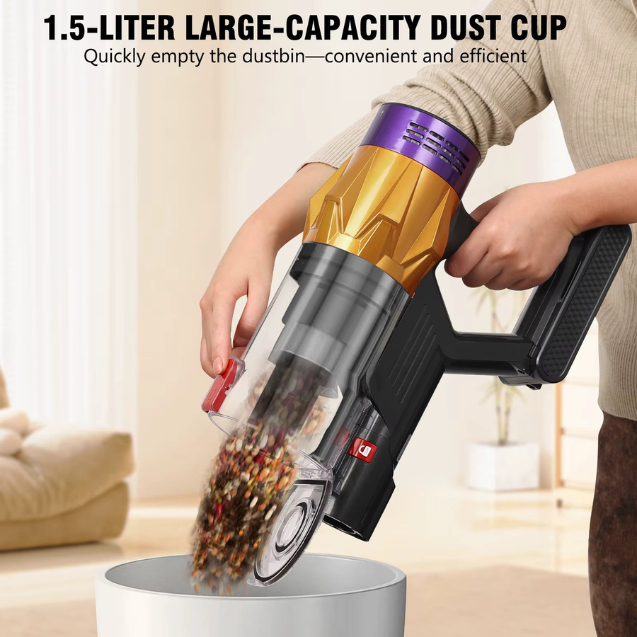 Blossom Kabelloser Handstaubsauger mit 550W und 45kPa Saugkraft, Gold/Multicolor, mit Touchscreen, Staubsensor und automatischer Geschwindigkeitsregelung für Tierhaare und Teppichreinigung - Bild 5