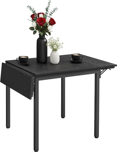 Relaxdays Klappbarer Esstisch in Holzoptik mit Drop-Leaf-Funktion, Schwarz, B: 120 cm, T: 76 cm, H: 78 cm - Bild 1