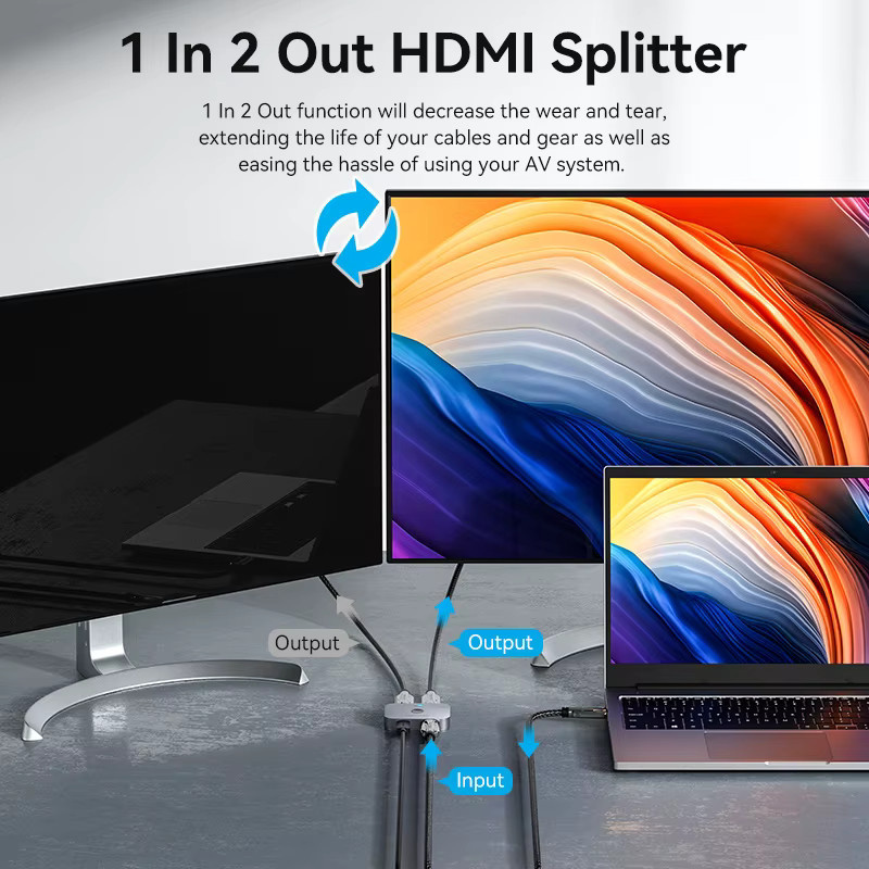 Vention HDMI 2.1 Splitter 2 in 1 Switcher für 8K 60Hz und 4K 120Hz Bi-Direktional kompatibel mit TV, Xbox und PS4 - Bild 4