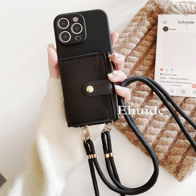 Geldbörsen-Hülle mit Riemen für OPPO Realme 14 Pro Plus, 13, 12, C61, C63, C65, C67, Reno 15, 15F als Crossbody-Tasche mit Kartenfächern aus PU-Leder und TPU-Abdeckung in Schwarz - Bild 1