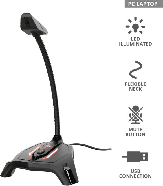 Trust GXT 215 Zabi PC-Mikrofon in Schwarz mit USB-Anschluss, 38 dB, 100-10000 Hz, 16 Bit, 48 kHz und omnidirektionaler Aufnahme - Bild 1