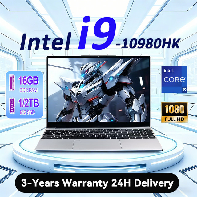 XIAORAN Gaming-Notebook mit Windows 11, 15,6 Zoll Display, Intel Core I9-10980HK, 16GB RAM, 2TB SSD, Fingerabdruck-Entsperrung und Hintergrundbeleuchteter Tastatur, Silber - Bild 1