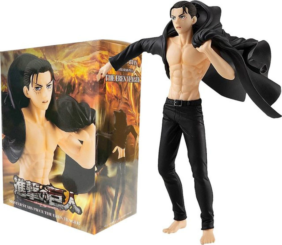 Bandai Anime Eren Jaeger Figur in Schwarz mit Umhang aus Kunststoff, Höhe: 18,5 cm - Bild 1