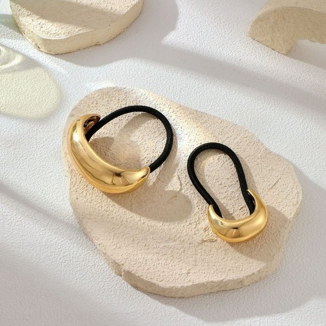 Haargummi Metall, U-förmig, Goldfarbe, geometrisch - Bild 1