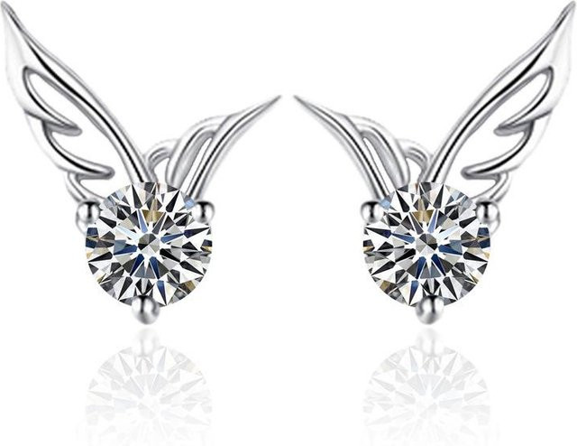 Lucky Star Jewelry Ohrstecker, Engelsflügel, Kupfer, Zirkonia, Damen - Bild 1