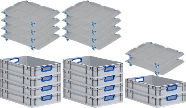PROREGAL Spar Set 10x Eurobox Nextgen Color mit Auflagedeckel und Schiebeschnappverschlüssen, Blau, H x B x T: 12 x 40 x 60 cm - Bild 1