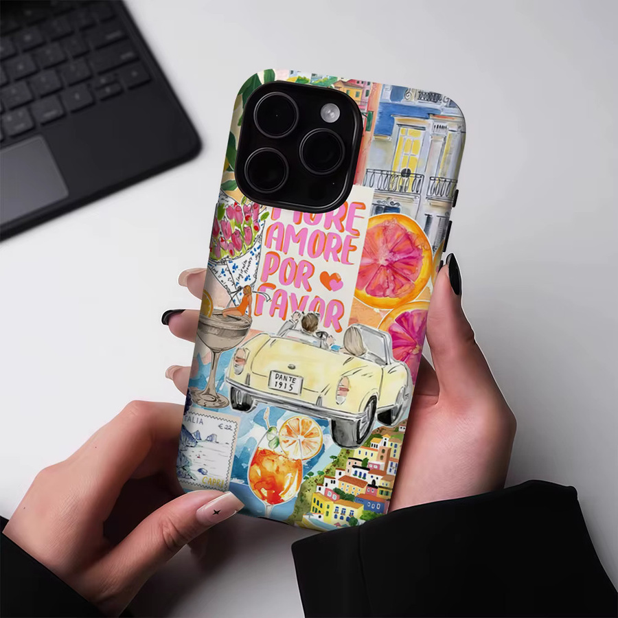 Amore in Italia Magnetische Handyhülle für iPhone 17 16 15 14 13 Pro Max Plus, robuste doppelschichtige Hülle, Multicolour - Bild 2