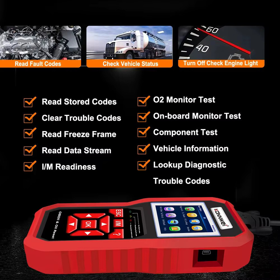 KONNWEI KW851 OBD2 Auto Diagnosegerät in Rot mit Fahrzeugwartungs-Reset-Funktion und Motor-Check-Codeleser - Bild 5