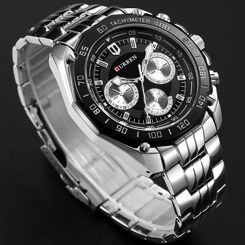 CURREN Armbanduhr Quarz, Edelstahl, Schwarz, Herren - Bild 3