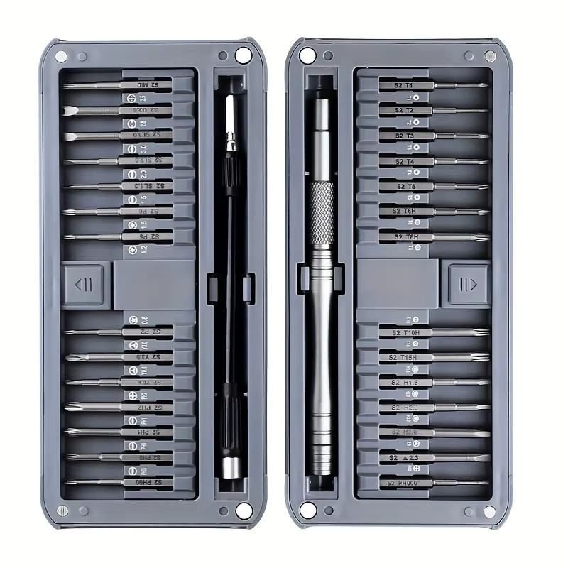 30-in-1 Präzisions-Schraubendreher-Set aus S2-Stahl in Grau mit 28 magnetischen Bits und 40 mm extra langen Schraubendreher-Bits für Elektronik-Reparaturen - Bild 2