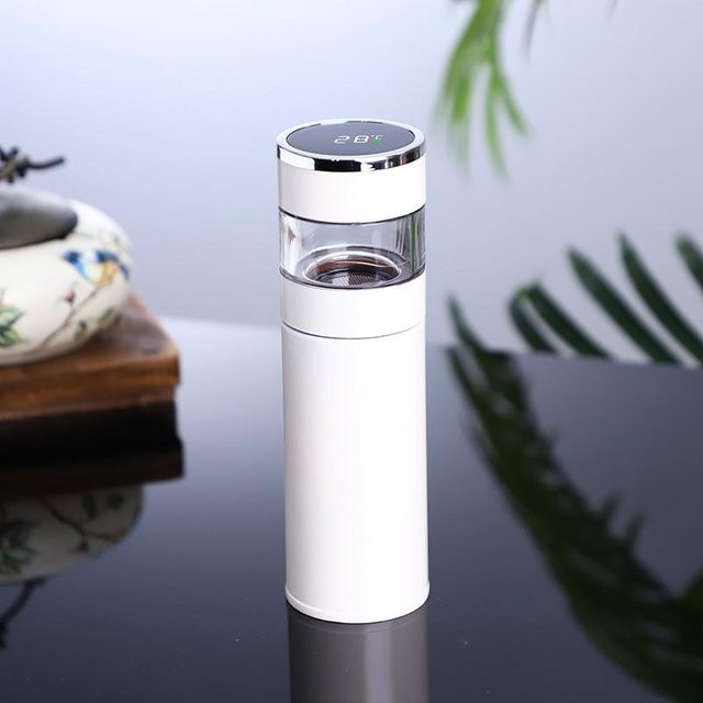 Yiran Furniture Intelligente Thermos Tasse aus Edelstahl mit Tee-Sieb für Büro und Auto, 500ml, Schwarz - Bild 1